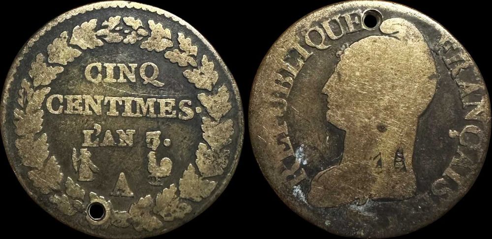 5 Centimes - 1796 - França - A - Casa da Moeda de Paris