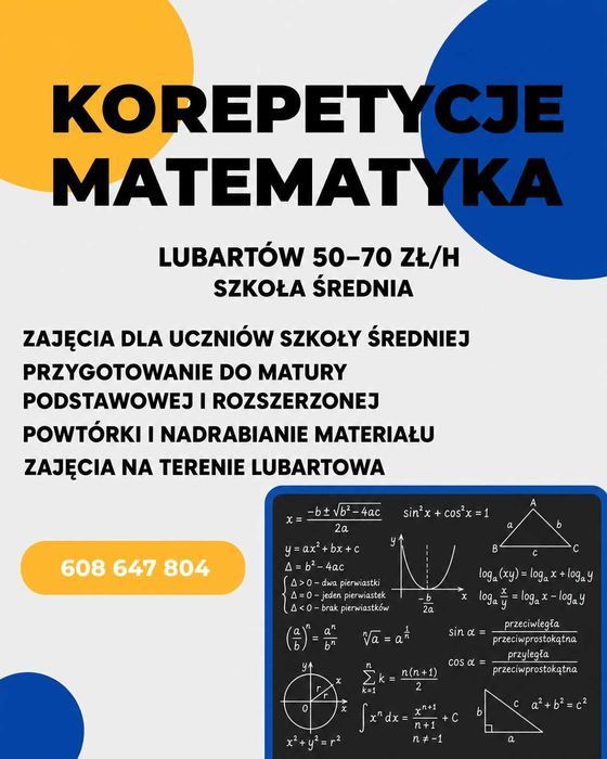 Korepetycje matematyka szkoła średnia