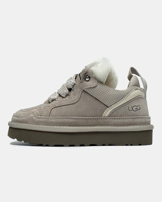 UGG Lowmel Sneaker Grey жіночі уггі ловмел сірі на овчині теплі зимові