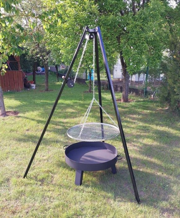 Grill,komplet 80 cm,ruszt kwasoodporny,trójnóg palenisko 4mm