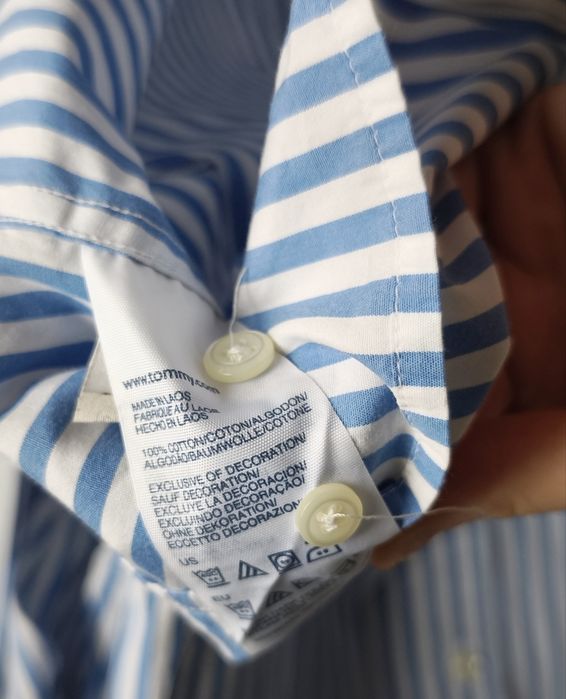 Tommy Hilfiger męska koszula w paski błękitna M