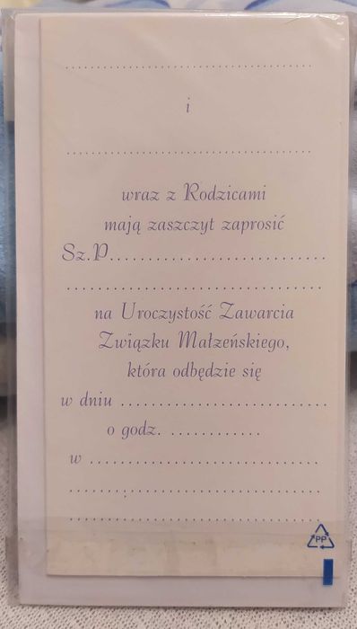 Zaproszenia na ślub 5 sztuk