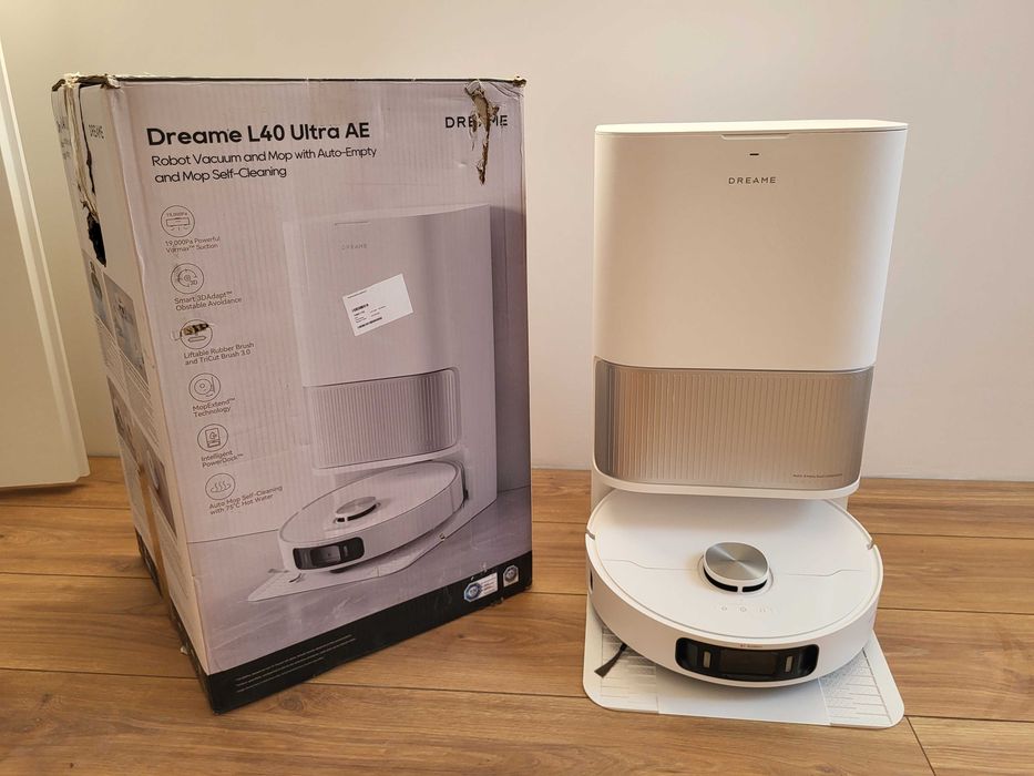 Robot sprzątający Dreame L40 Ultra AE 19000 Pa – sprawny, stacja, mopowanie