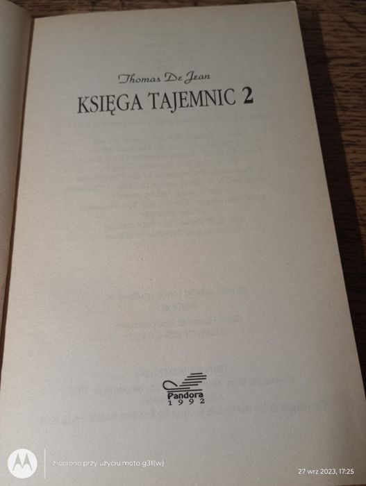 Księga tajemnic 2. Thomas De jean