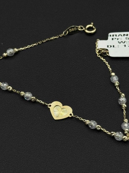 Złota bransoletka 585 14K z serduszkiem – subtelna i elegancka