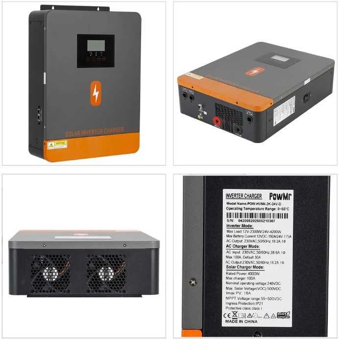 Гібридний Сонячний Інвертор. PowMr 4,2kwt 12/24v MPPT100A 220v + акуми