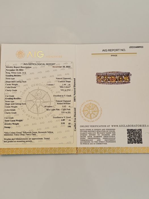 1,73ct pierścionek z brylantami / certyfikat / naturalnymi diamentami