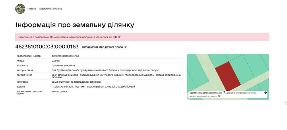 Продаж земельної ділянки,с.Наварія (8 сот.,під будівництво)без комісії