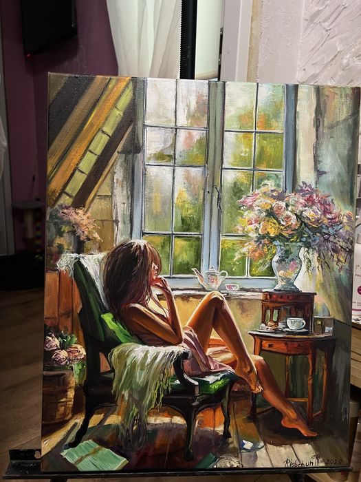 Obraz olejny Myśli o Tobie 50*40 płótno bawełna