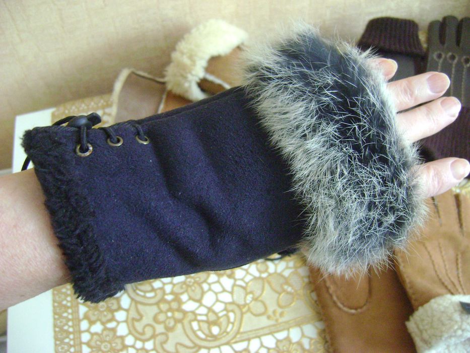 перчатки женские кожаные, варежки из овчины размер 7(М)