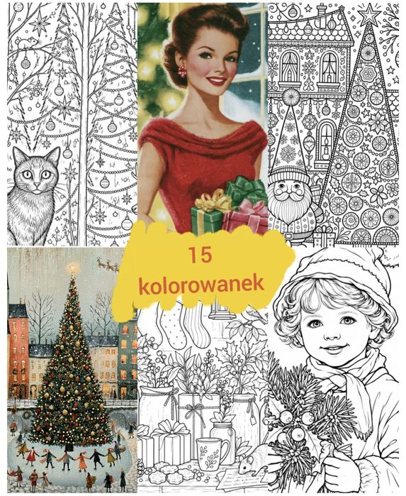Zestaw 15 świątecznych kolorowanek