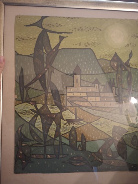 Obraz Irena Krzywińska 1965 r na płótnie sygnowany