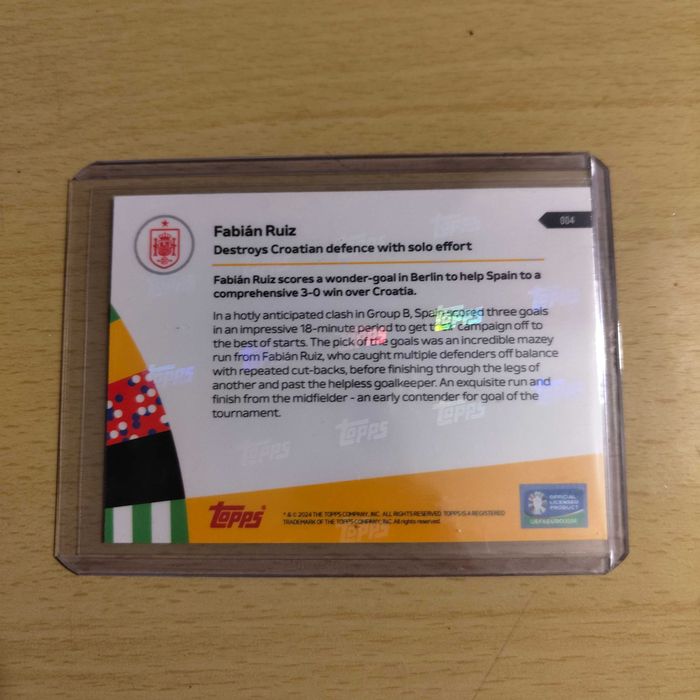 Carta Fábian Ruiz Topps Now Euro 2024