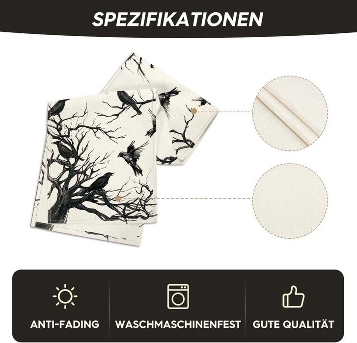 Bieżnik na stół Obrus DEKORACJA HALLOWEEN Czarne Kruki- 40x140- Artoid Mode