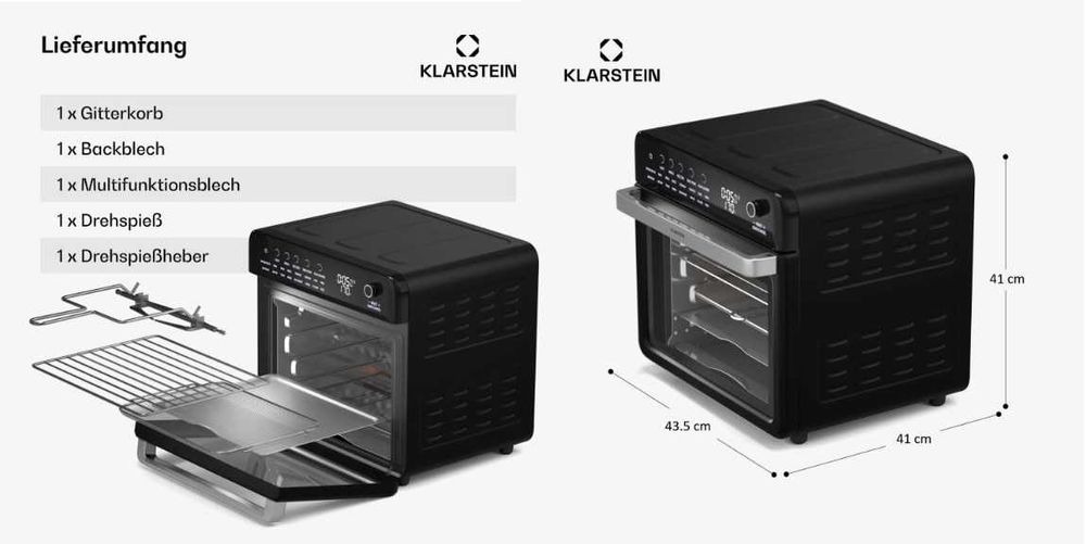 Аерофритюрніца духовка 3-в-1 Klarstein Air Glaze 34 л 2100 вт УЦІНКА