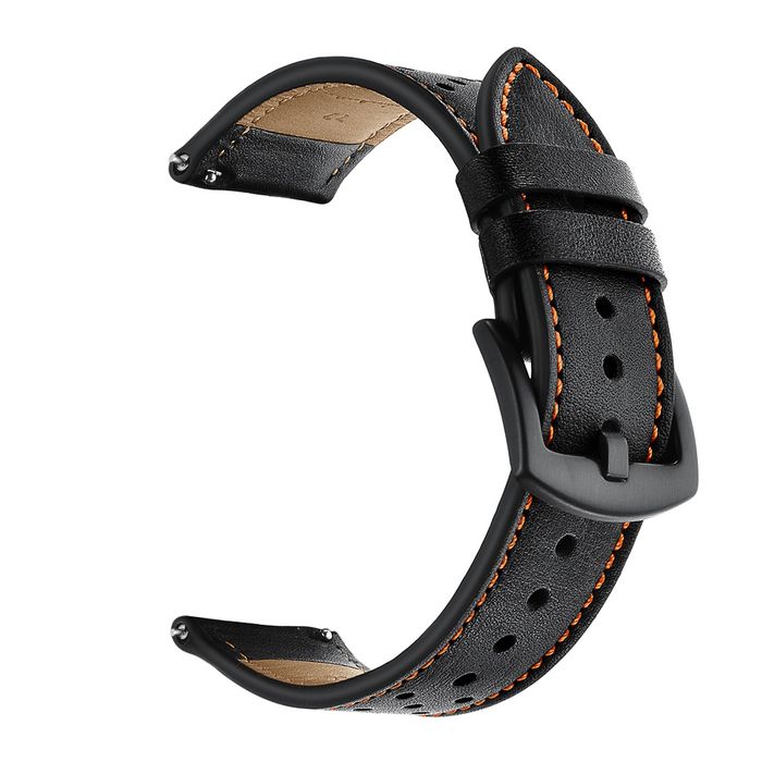 Bracelete Pele Preta com Prespontos Laranja 22mm