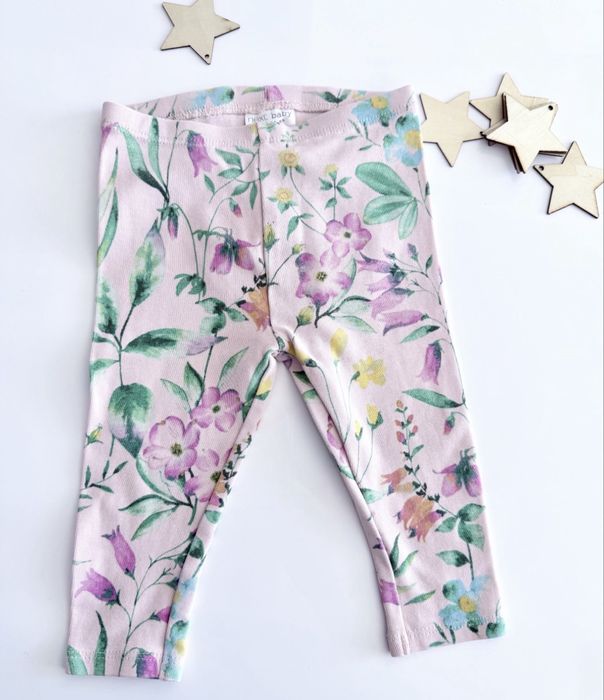 Zestaw leginsów r.68 dla dziewczynki next legginsy w kwiaty owoce