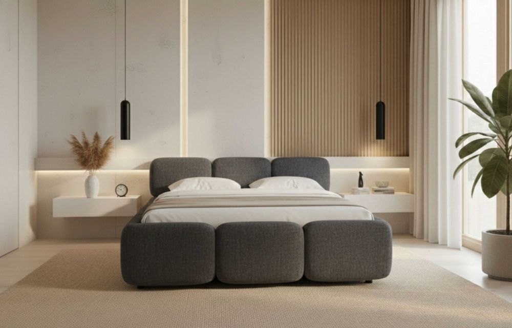 Zjawiskowe Łóżko kontynentalne SOFT BED w stylu Japandii 140x200cm.