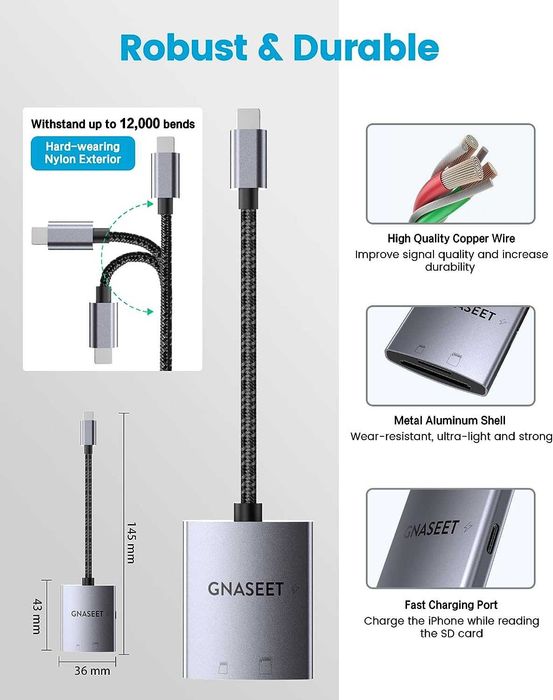 Czytnik kart SD do iPhone iPad Gnaseet SPC520