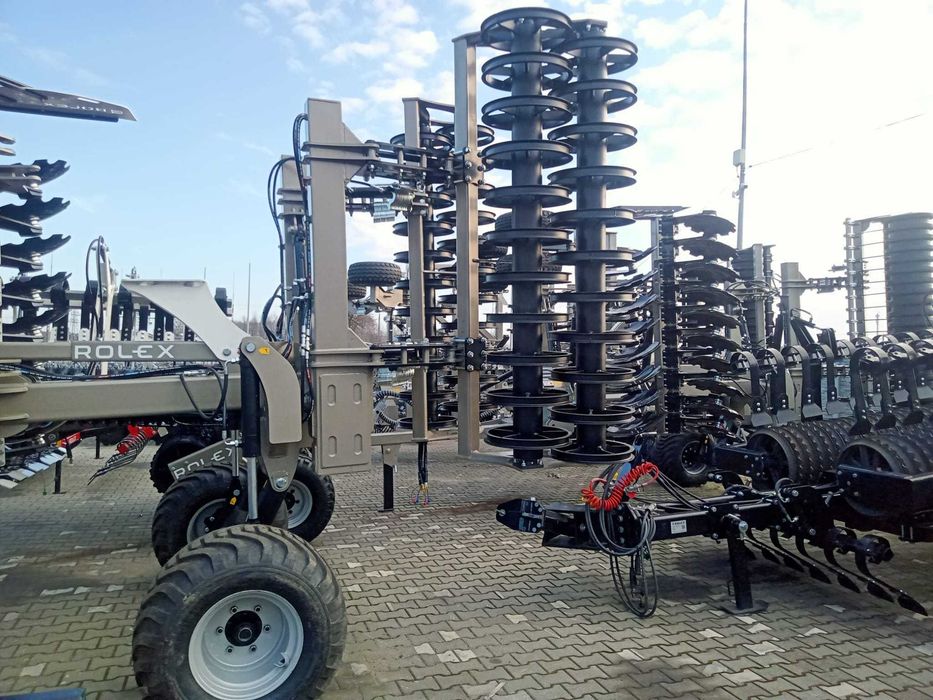 Brona talerzowa ROL-EX BTHC 500, 5m  wersja pół zawieszana z wózkiem i wałem C-ring 600 mm tandem od ręki transport , producent