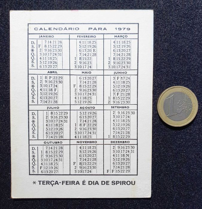 Antigos e Raros "CALENDÁRIOS SPIROU" ~ de Coleção ~ 1979 ~ #1