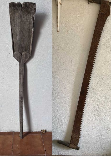 Alfaias agrícolas muito antigas- Pá de Aventejar e Serra de Duas Pegas