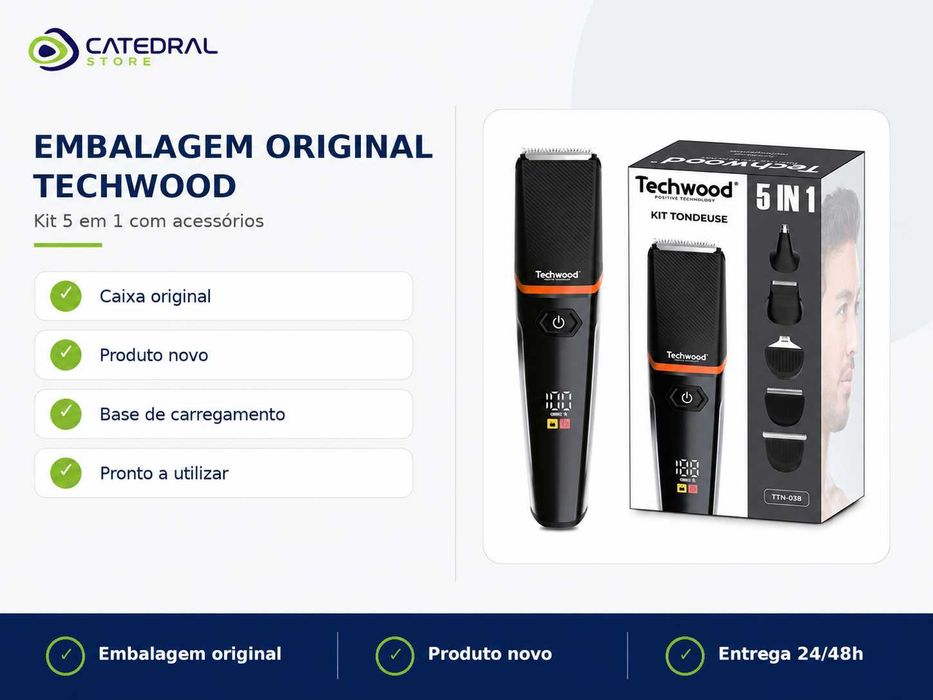 Aparador Multifunções Sem Fios TECHWOOD 5 em 1 – Recarregável USB-C