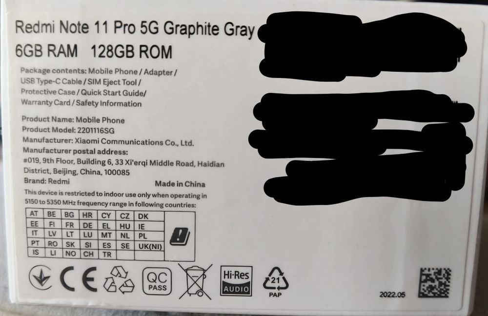 Xiaomi Redmi Note 11 Pro 5G 6GB/128GB Graphite Gray