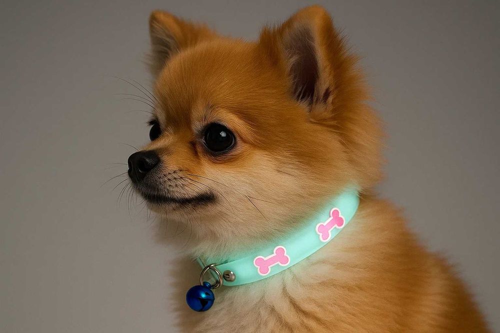 Ошейник светящийся силиконовый с колокольчиком для собак,кошек