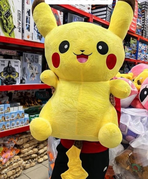 Duża Pluszowa Postać w Stylu Pikachu – Żółta Maskotka, 80 cm