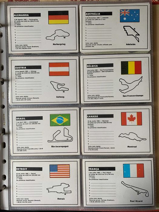 Calendários Antigos - Fórmula 1 (preço unitário)