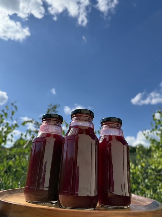 Domowy sok malinowy i malinowo-borówkowy.