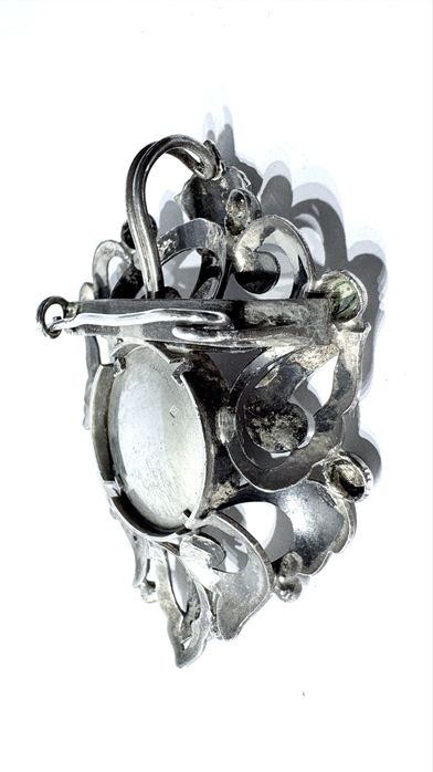 Magnífico antigo pendente / pregadeira em prata portuguesa Sec. XIX