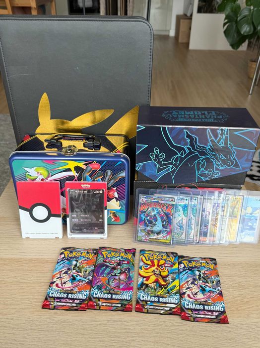 Duży Zestaw Kolekcjonerski Pokémon | Klaser Pikachu, Puszka, Boostery & Karty