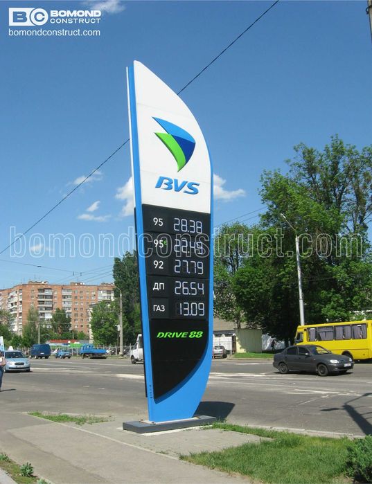 Зовнішня реклама,АЗС Стели, Вентильовані фасади з композиту, вивіски