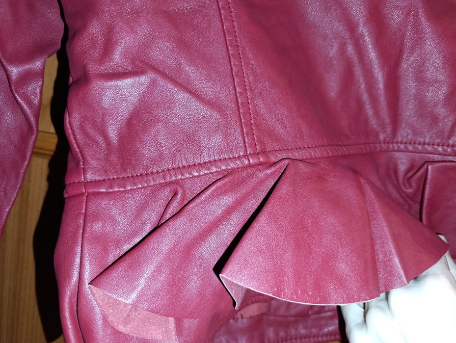 Bordowa ramoneska ze skóry ekologicznej