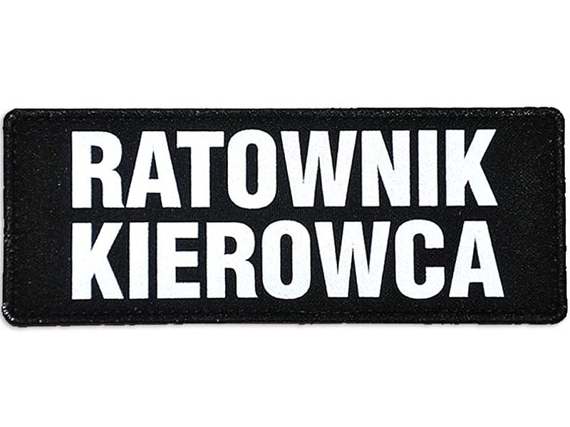 Emblemat RATOWNIK KIEROWCA odblaskowy na rzepie 13 x 5 cm