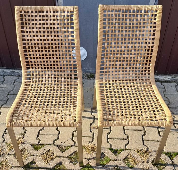 Krzesła z naturalnego sznurka,rama aluminiowa,aluminium, 2szt.