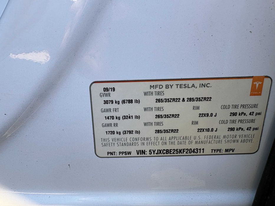 Tesla Model X 2019 VIN 5YJXCBE25KF204311 фото оголошення 22 з 23