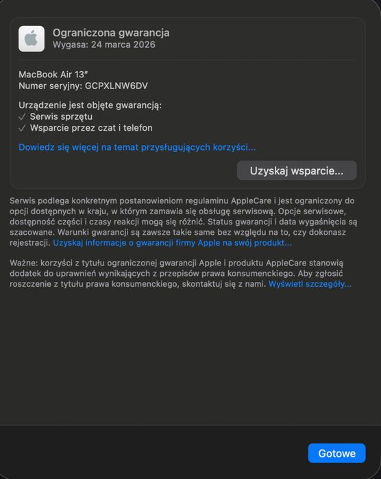 Apple MacBook Air 2024 13,6" M3 16GB RAM 512GB Dysk macOS Srebrny