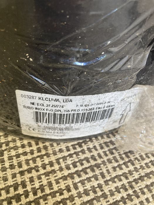 Tubo inox rígido duplo preto 150/200mm para recuperadores/salamandras