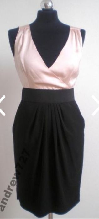 Piekna elegancka sukienka olowkowa h&m 36 38 s m nude czarna ostatki