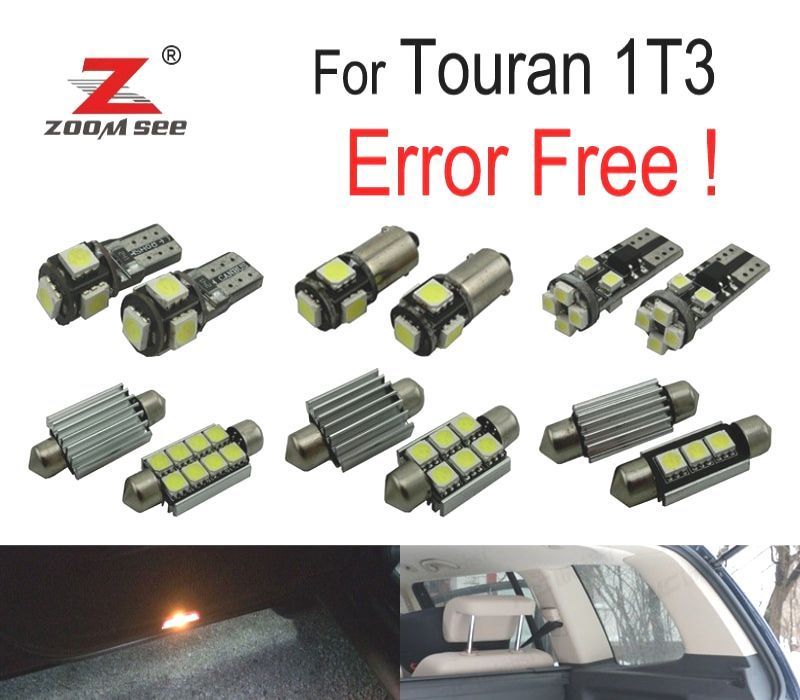 KIT COMPLETO DE 20 LÂMPADAS LED INTERIOR PARA VOLKSWAGEN VW TOURAN 1T3 2011-2015