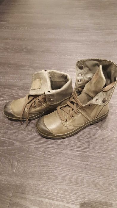Palladium em pele verde tropa, novas