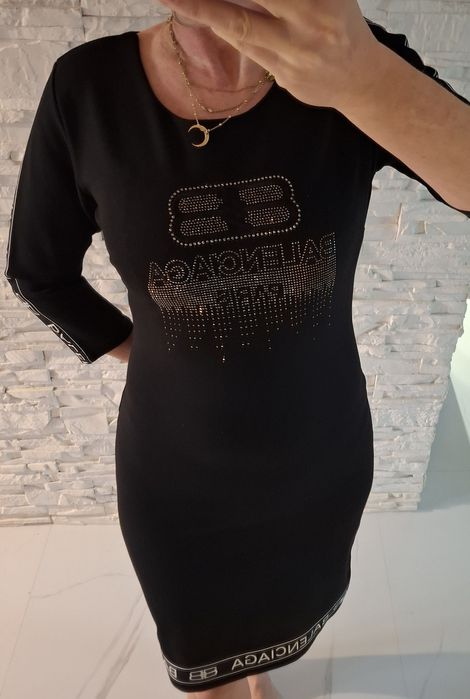 Sukienka Balenciaga M premium dopasowana impreza mała czarna nowa kokt