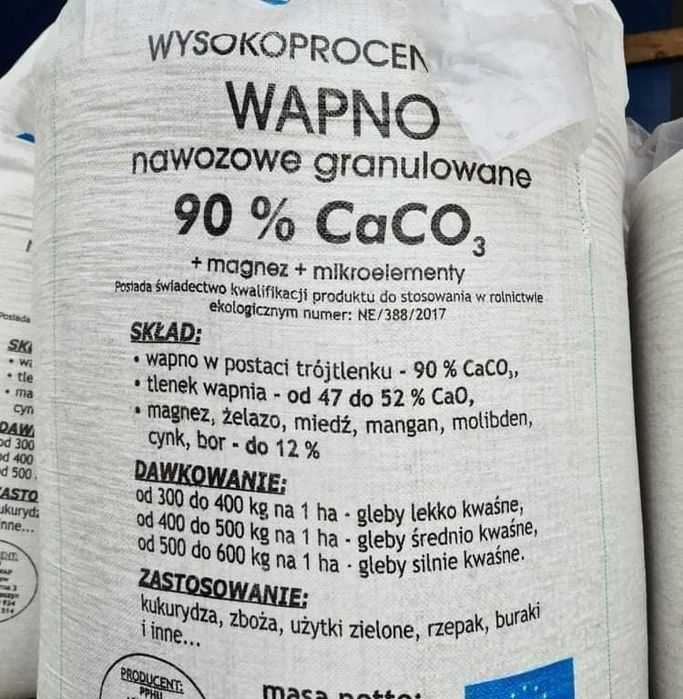 Wysokoprocentowe Wapno granulowane /Kreda czarna jeziorna