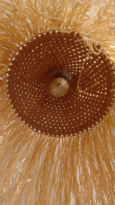 Абажур ручної роботи з бахромою з пальмового листя, boho/japandi