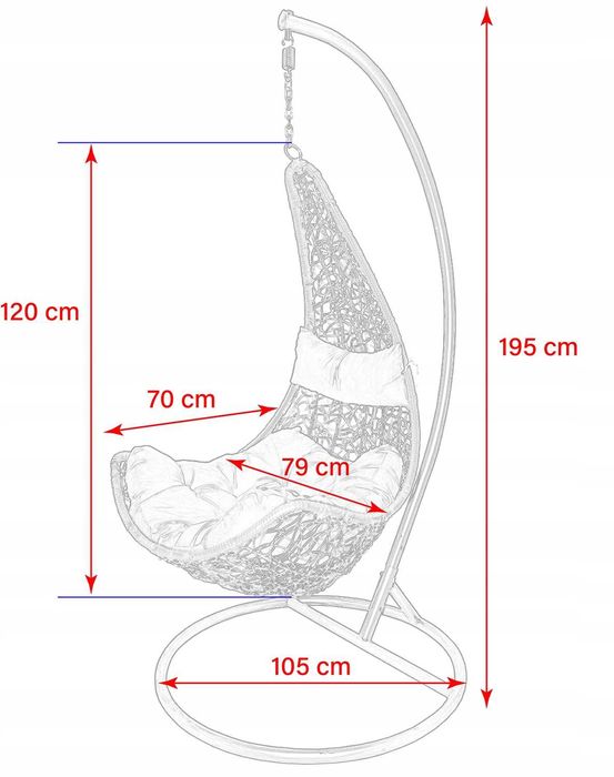 Eldar technorattanowy fotel wiszący ogrodowy  różne kolory kosz kokon
