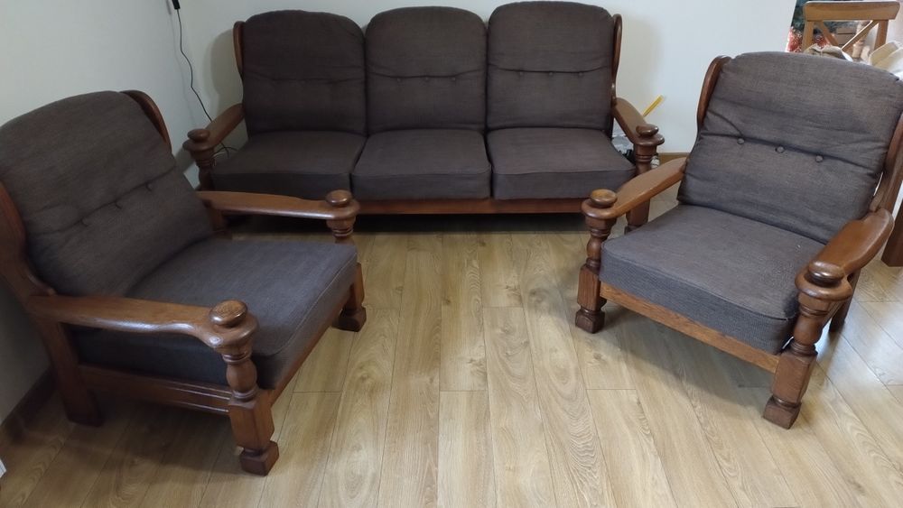 Komplet wypoczynkowy, dębowy