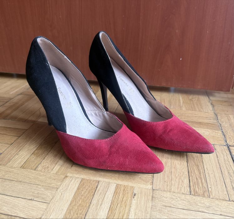 Szpilki czerwono czarne r 38